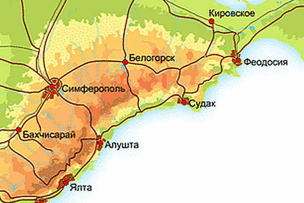 Map of the region in Crimea